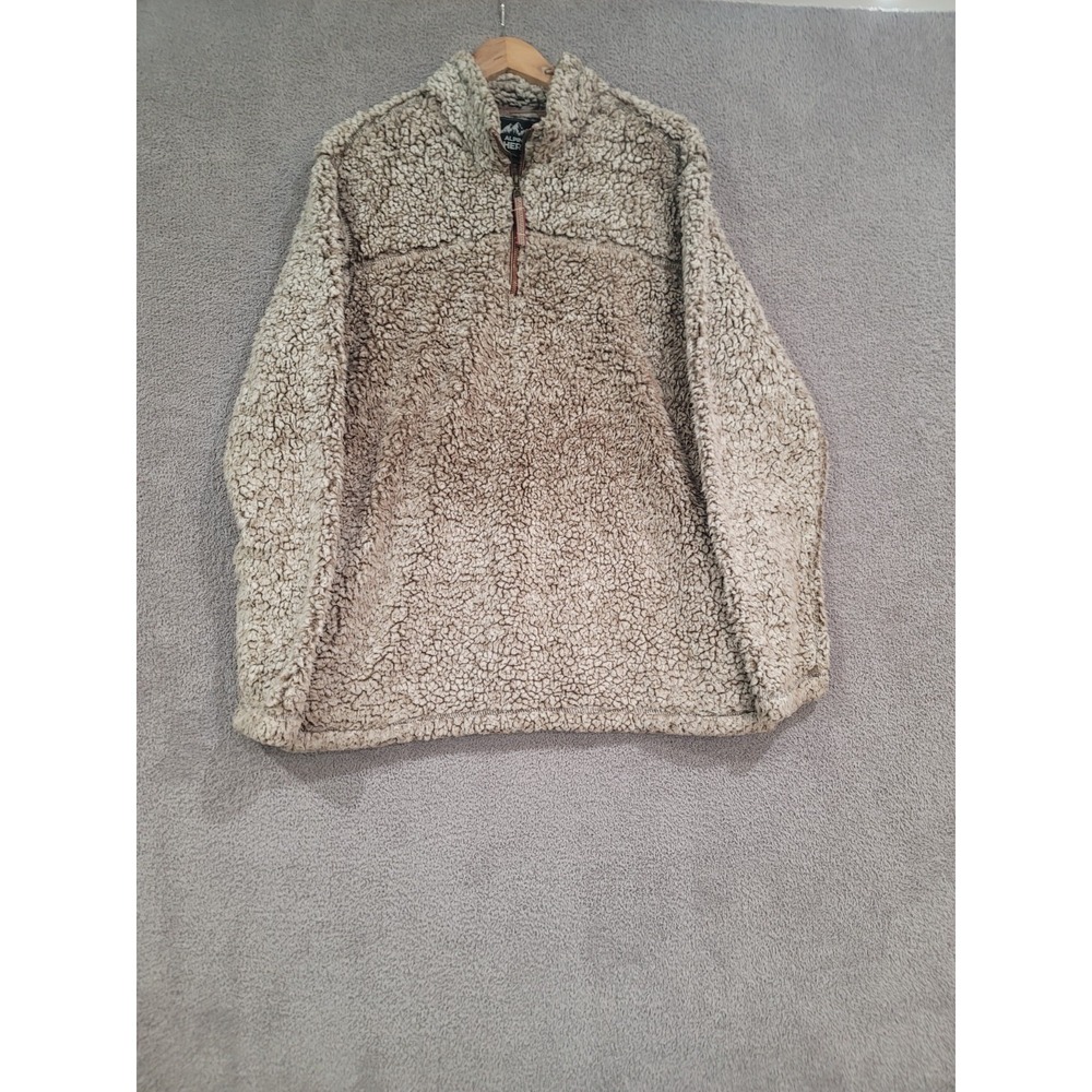 Alpine Sherpa Women's Teddy Fleece Pullover L Putty Beige Quarter Zip Cozy Warm